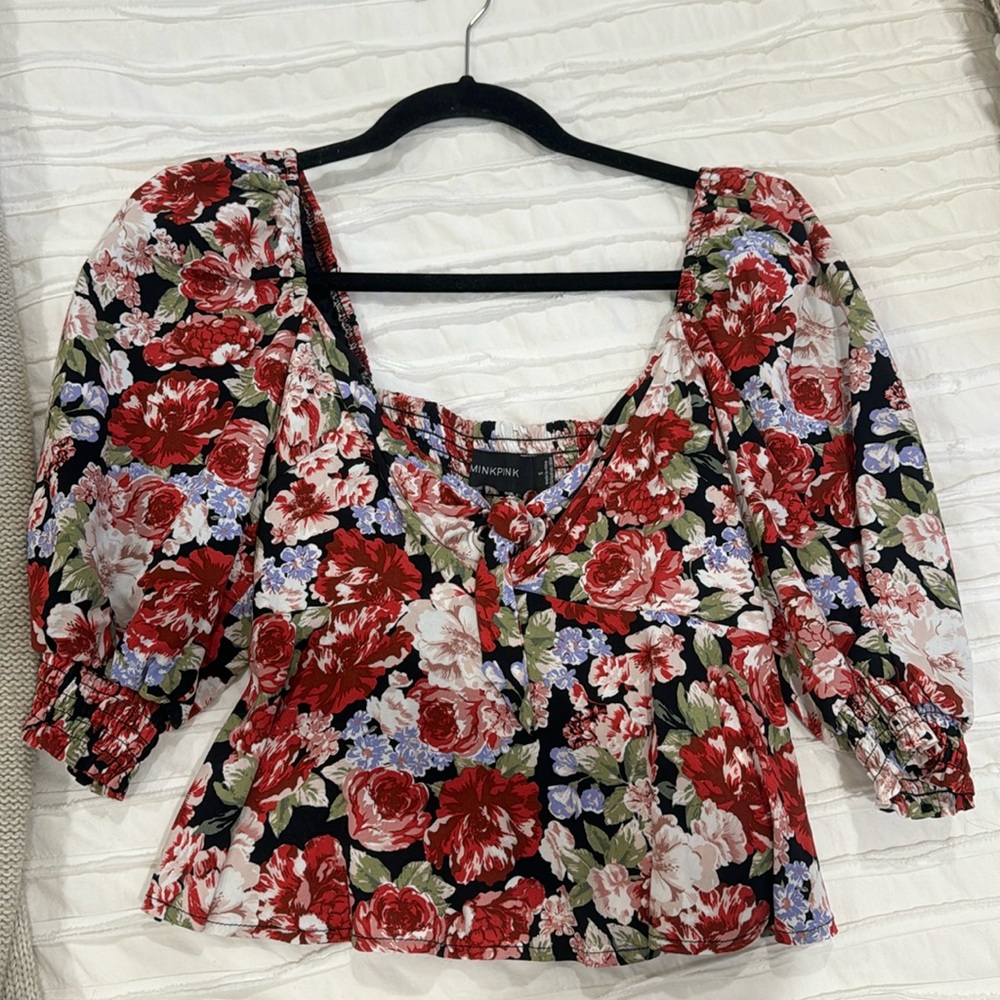 Puff Sleeve Floral MINKPINK Blouse